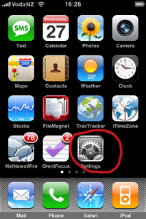 Screenshot of iPhone: Home screen