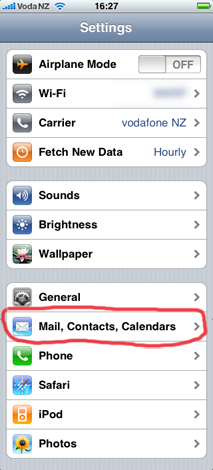 Screenshot of iPhone: Settings app