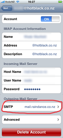 Screenshot of iPhone:Mail Account screen 